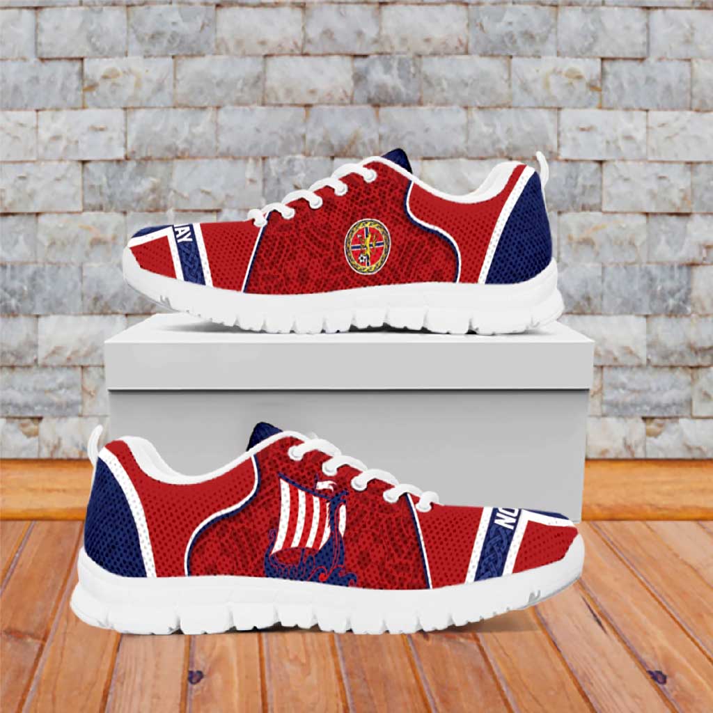 Norway Football Sneakers Viking Ship Nordic Patterns