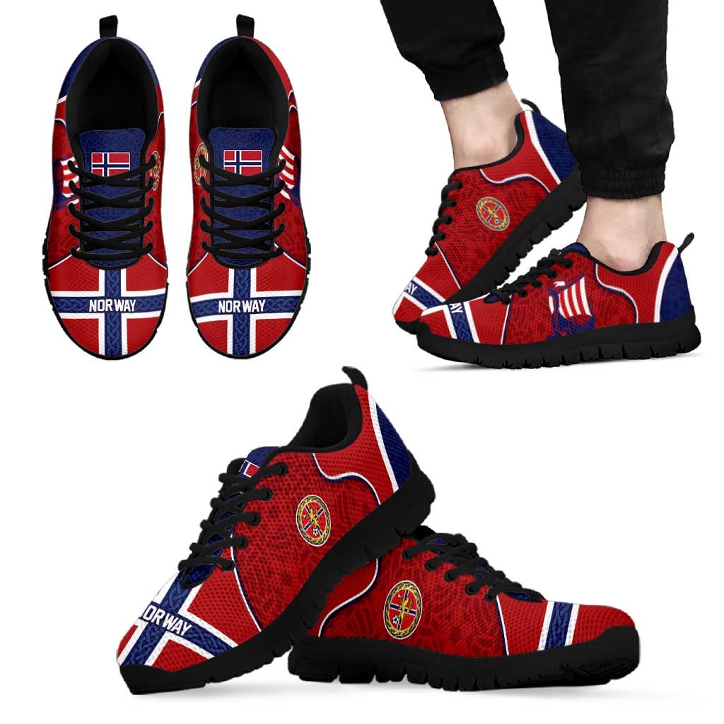 Norway Football Sneakers Viking Ship Nordic Patterns
