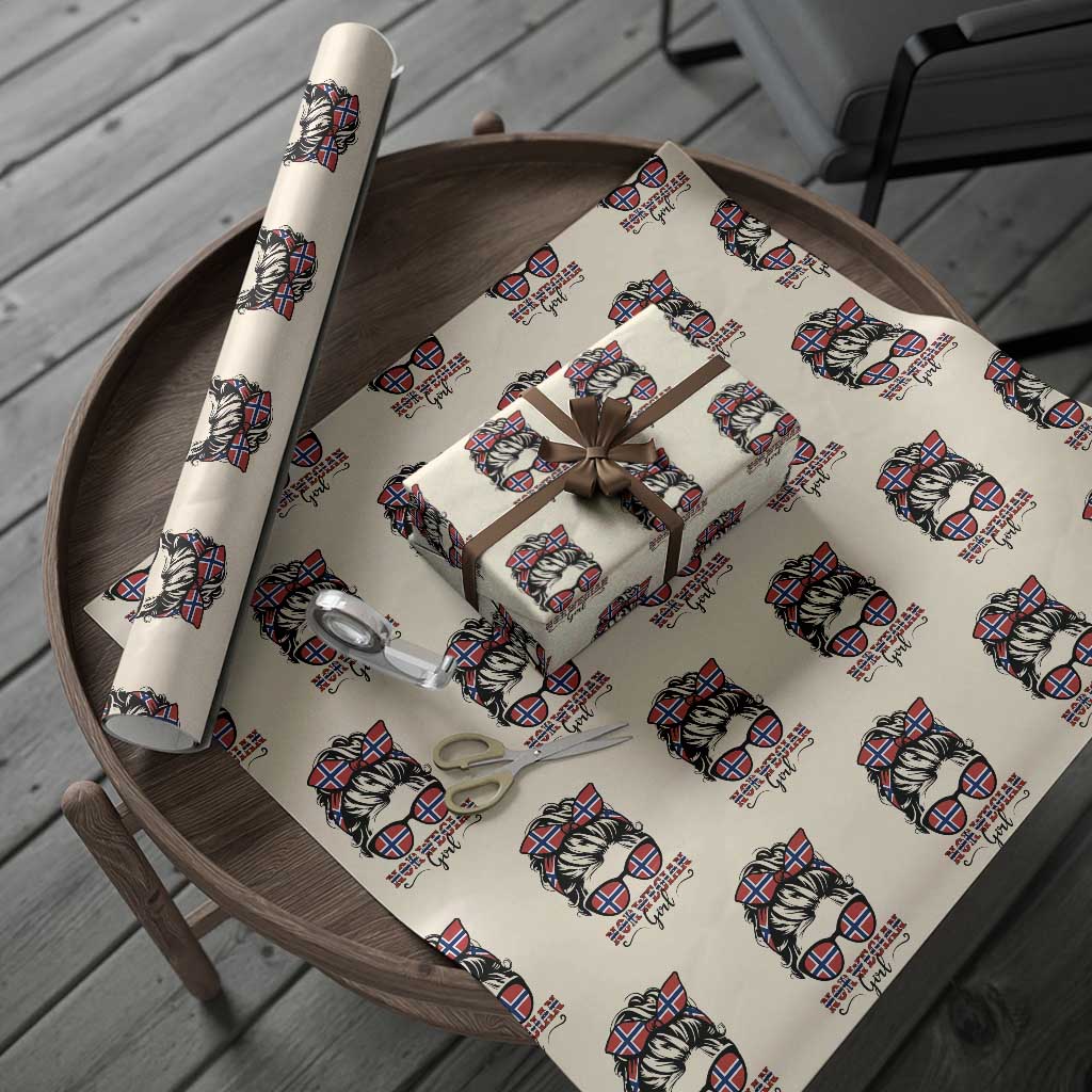 Norway Messy Bun Girl Norwegian Flag Wrapping Paper Roll
