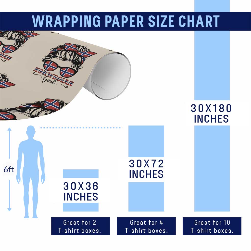 Norway Messy Bun Girl Norwegian Flag Wrapping Paper Roll