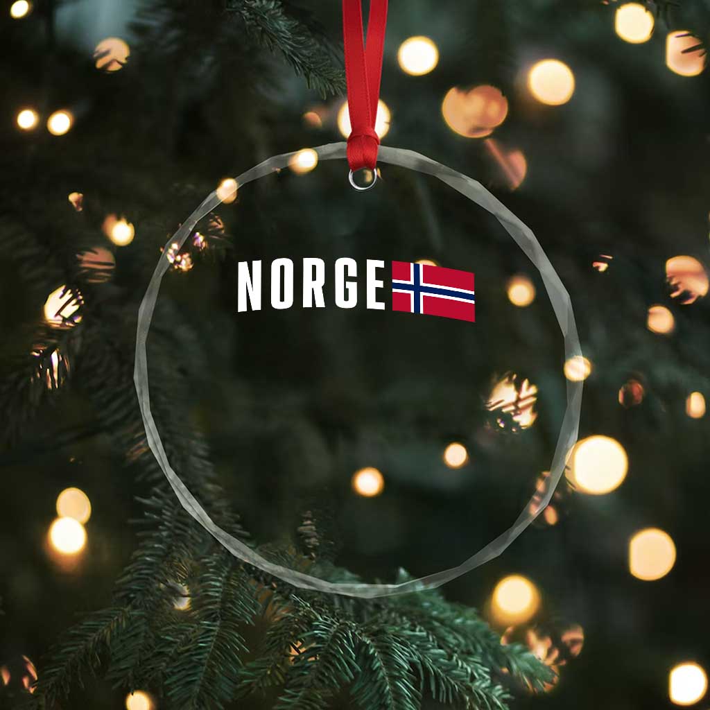 Norway Norge Norwegian Flag Graphic Crystal Glass Ornament