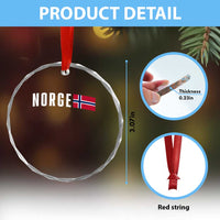 Norway Norge Norwegian Flag Graphic Crystal Glass Ornament
