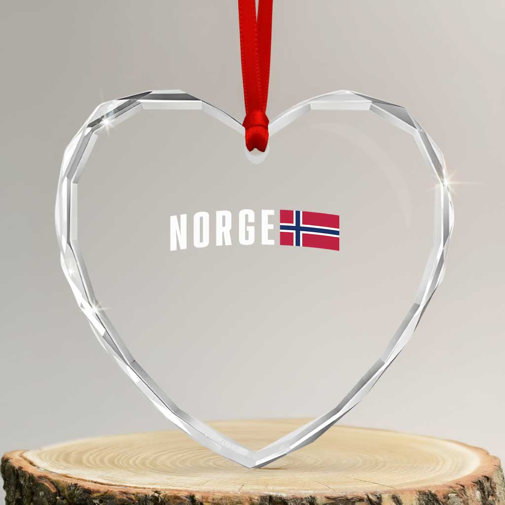 Norway Norge Norwegian Flag Graphic Heart Crystal Glass Ornament