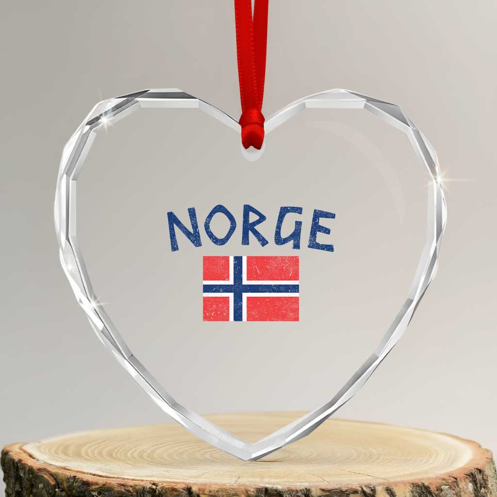 Norway Norge Soccer Design Vintage Norwegian Flag Heart Crystal Glass Ornament