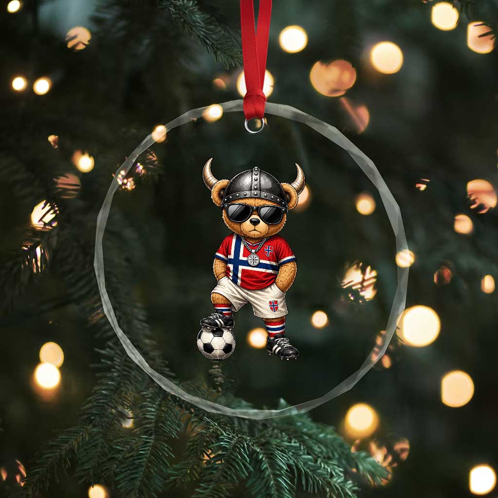 Norway Soccer Fan Crystal Glass Ornament Cool Viking Bear Nordic Football Norwegian Flag