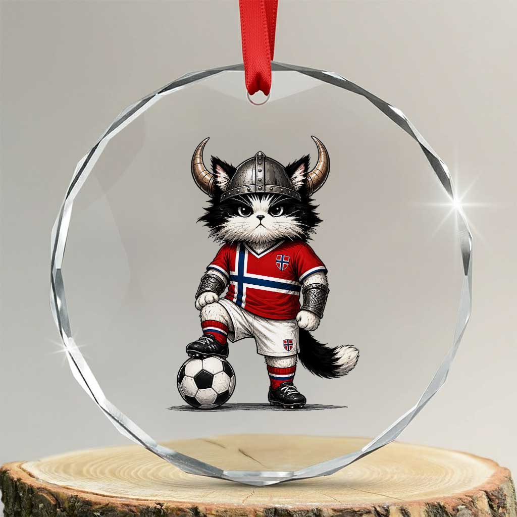 Norway Soccer Fan Crystal Glass Ornament Cute Viking Cat Norwegian Flag Nordic Football Lovers TS10