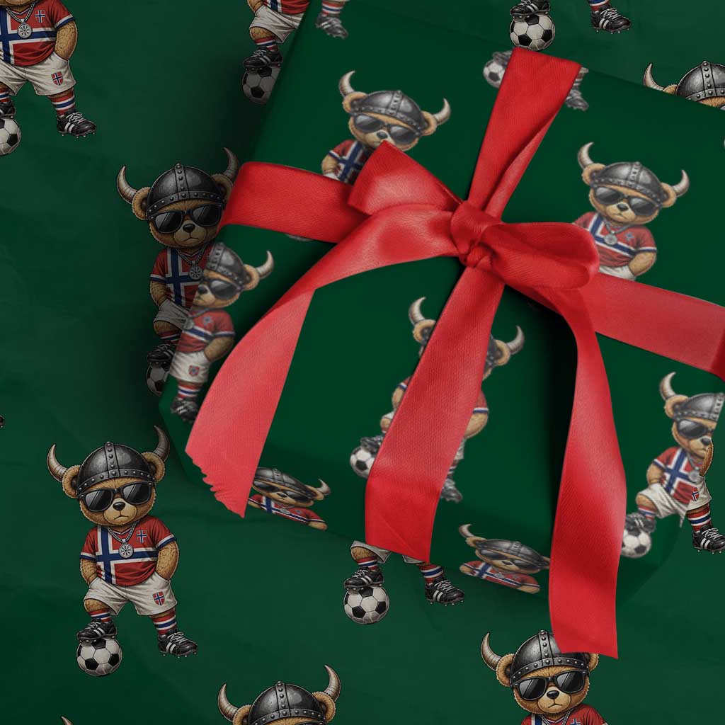 Norway Soccer Fan Wrapping Paper Roll Cool Viking Bear Nordic Football Norwegian Flag