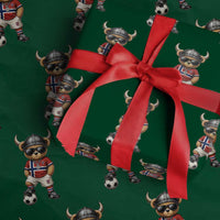 Norway Soccer Fan Wrapping Paper Roll Cool Viking Bear Nordic Football Norwegian Flag