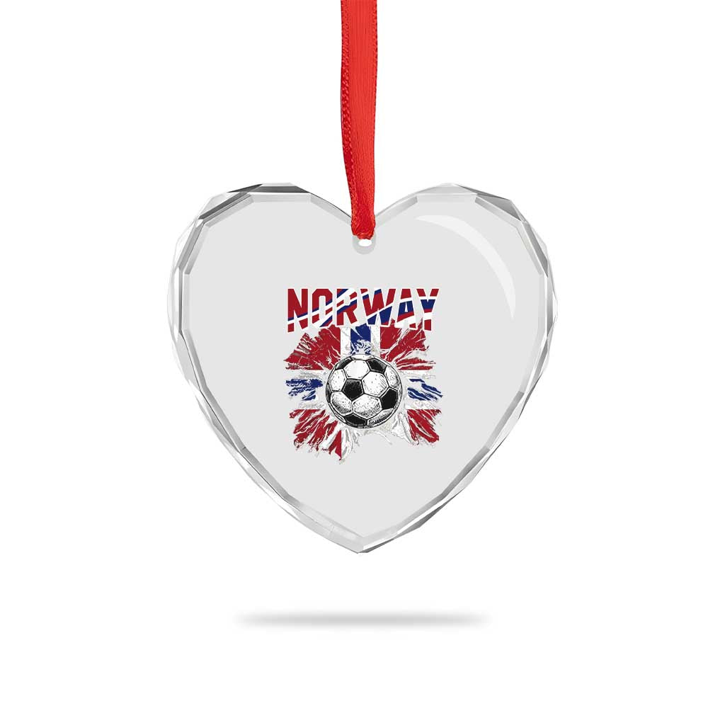 Norway Soccer Fan Heart Crystal Glass Ornament Norwegian Football Supporter Fan Gift