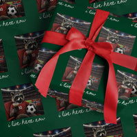 Norway Soccer Football Fan Norge Norwegian Flag Wrapping Paper Roll Funny Raccoon Drinking Iced Coffee