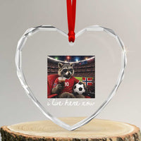 Norway Soccer Football Fan Norge Norwegian Flag Heart Crystal Glass Ornament Funny Raccoon Drinking Iced Coffee