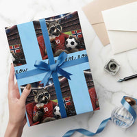 Norway Soccer Football Fan Norge Norwegian Flag Wrapping Paper Roll Funny Raccoon I Live Here Now