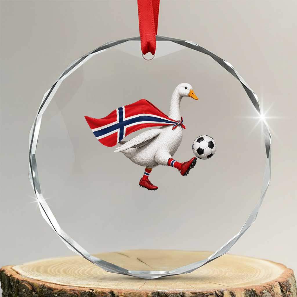 Norway Soccer Goose Crystal Glass Ornament Norwegian Flag Patriotic Football Fan Graphic