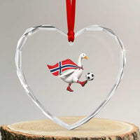 Norway Soccer Goose Heart Crystal Glass Ornament Norwegian Flag Patriotic Football Fan Graphic
