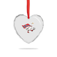 Norway Soccer Goose Heart Crystal Glass Ornament Norwegian Flag Patriotic Football Fan Graphic