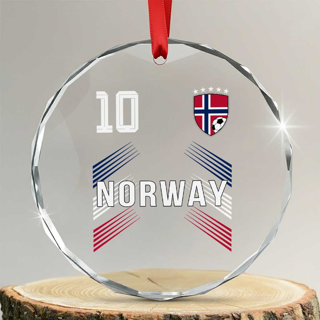 Norway Soccer Sports Graphic Number 10 Jersey Style Crystal Glass Ornament Proud Norwegian Football Fans Game Day Pride