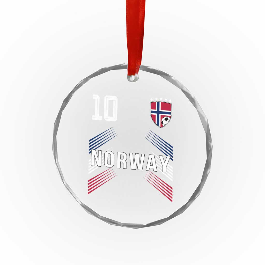 Norway Soccer Sports Graphic Number 10 Jersey Style Crystal Glass Ornament Proud Norwegian Football Fans Game Day Pride