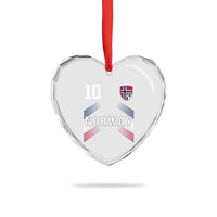 Norway Soccer Sports Graphic Number 10 Jersey Style Heart Crystal Glass Ornament Proud Norwegian Football Fans Game Day Pride