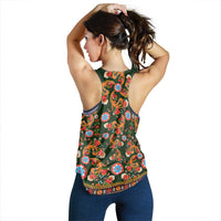 Norwegian Female Bunad Women Racerback Tank with Rosemaling Folk Art Green Color - Wonder Print Shop