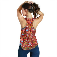 Norwegian Female Bunad Women Racerback Tank with Rosemaling Folk Art Red Color - Wonder Print Shop