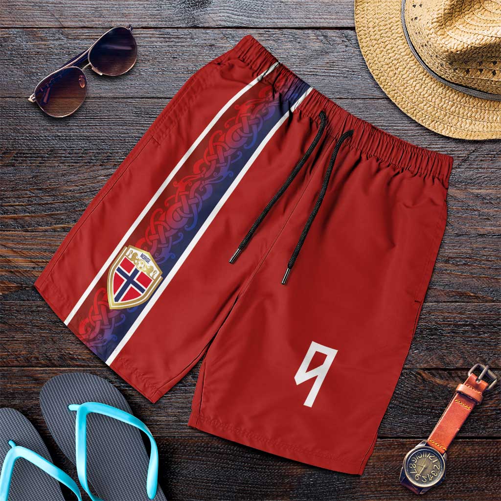 Norwegian Football Custom 2026 Shorts for Men Norge Viking Ornament Red Color