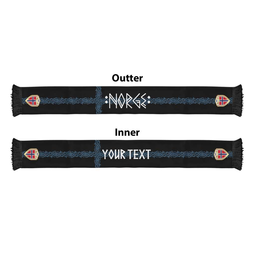 Norwegian Football Custom 2026 Soccer Scarf Norge Viking Ornament Black Color