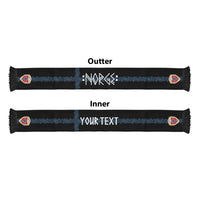 Norwegian Football Custom 2026 Soccer Scarf Norge Viking Ornament Black Color