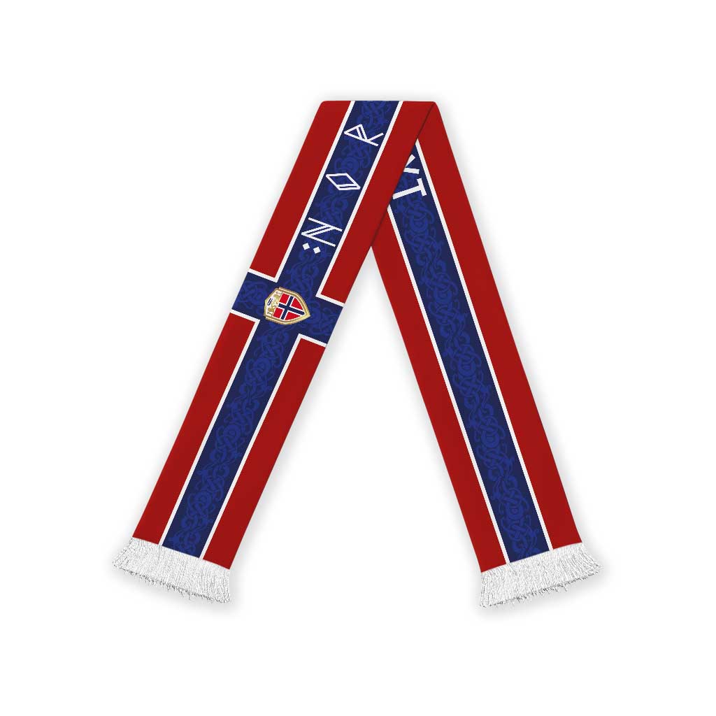 Norwegian Football Custom 2026 Soccer Scarf Norge Viking Ornament Red Color