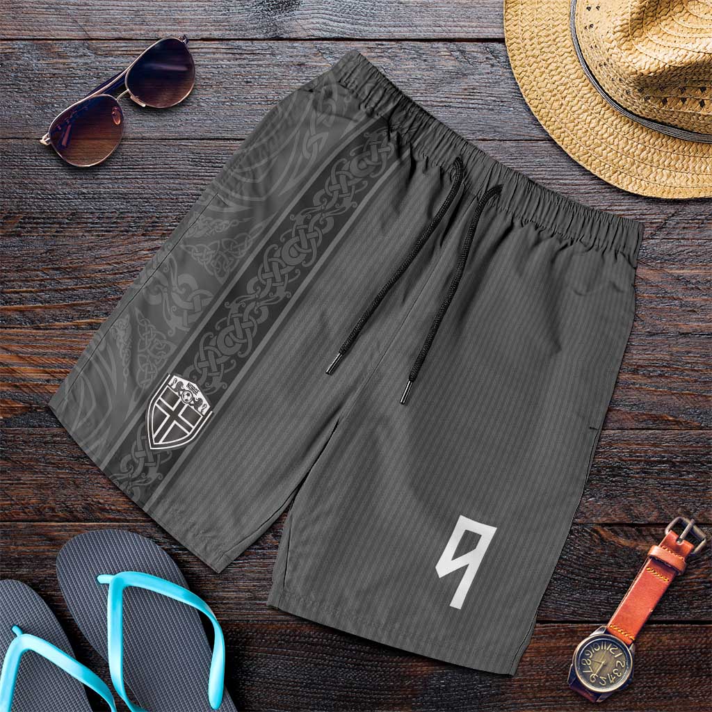 Norwegian Football Personalised Shorts for Men Nordic Celtic Knot Cross Monochrome Scandinavian Design