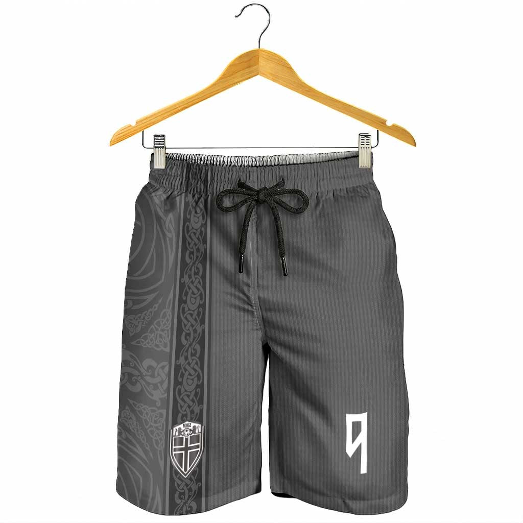 Norwegian Football Personalised Shorts for Men Nordic Celtic Knot Cross Monochrome Scandinavian Design