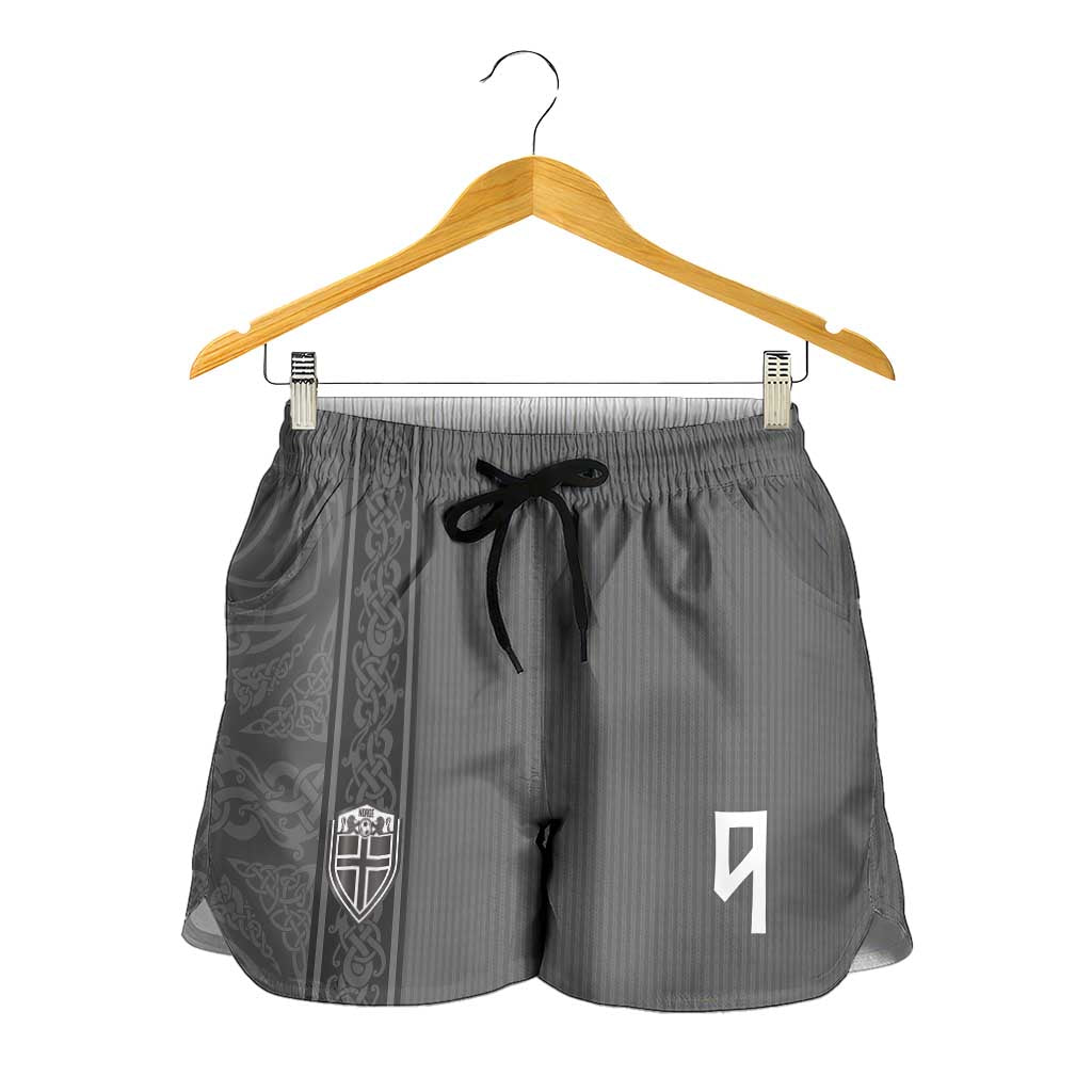 Norwegian Football Personalised Shorts for Women Nordic Celtic Knot Cross Monochrome Scandinavian Design
