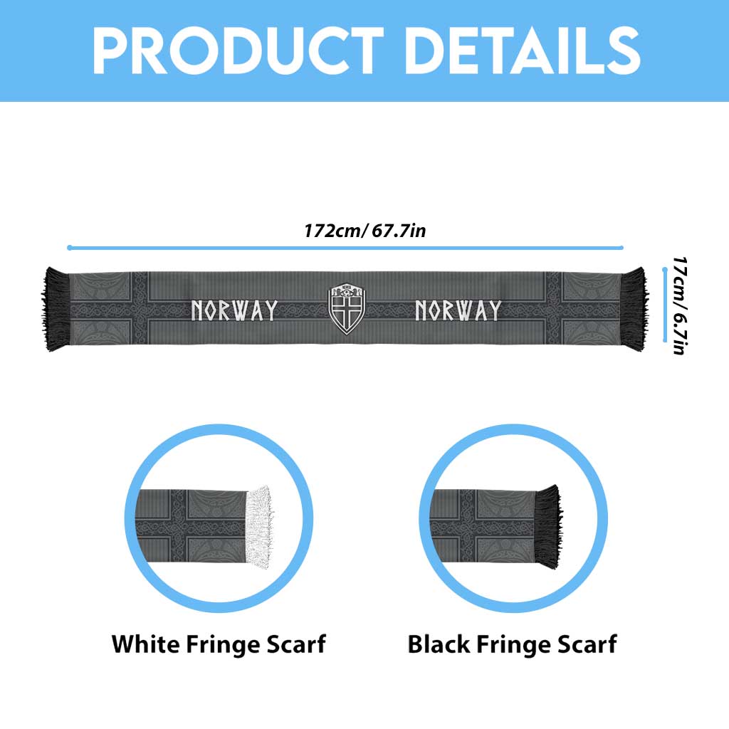 Norwegian Football Personalized Soccer Scarf Nordic Celtic Knot Cross Monochrome Scandinavian