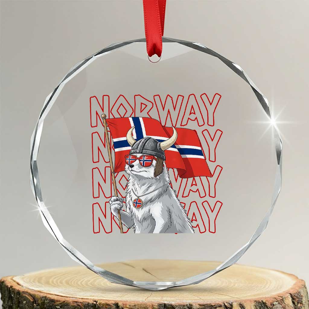 Norwegian Forest Cat Norway Flag Norge Pride Crystal Glass Ornament