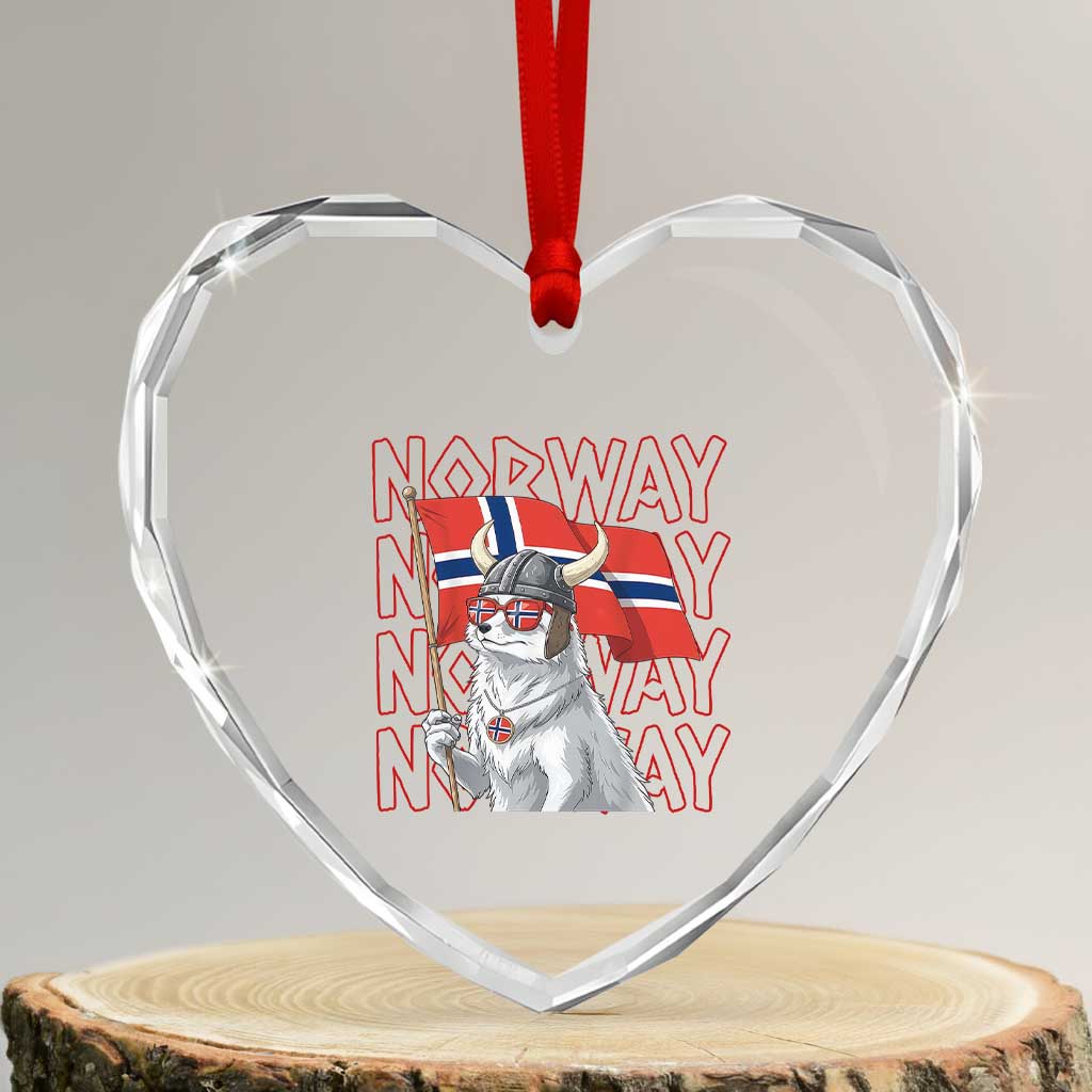 Norwegian Forest Cat Norway Flag Norge Pride Heart Crystal Glass Ornament