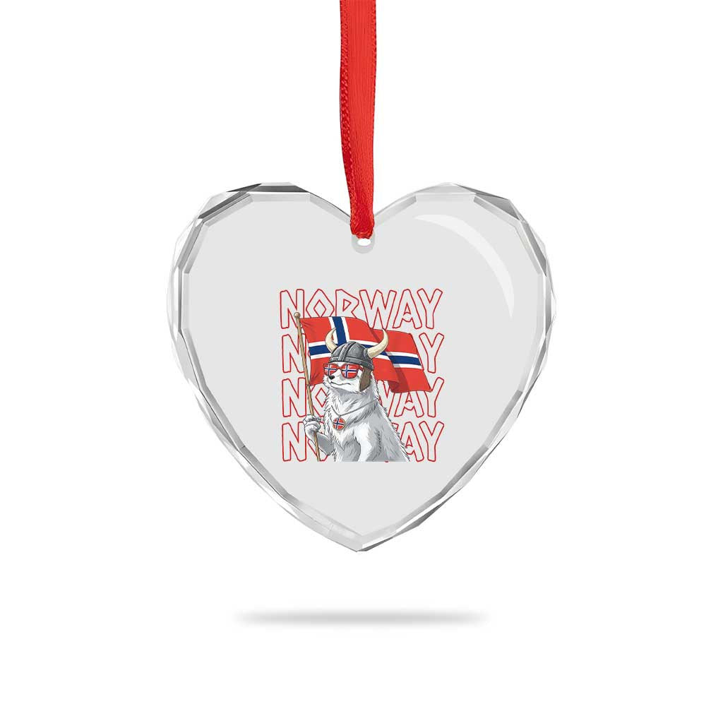 Norwegian Forest Cat Norway Flag Norge Pride Heart Crystal Glass Ornament