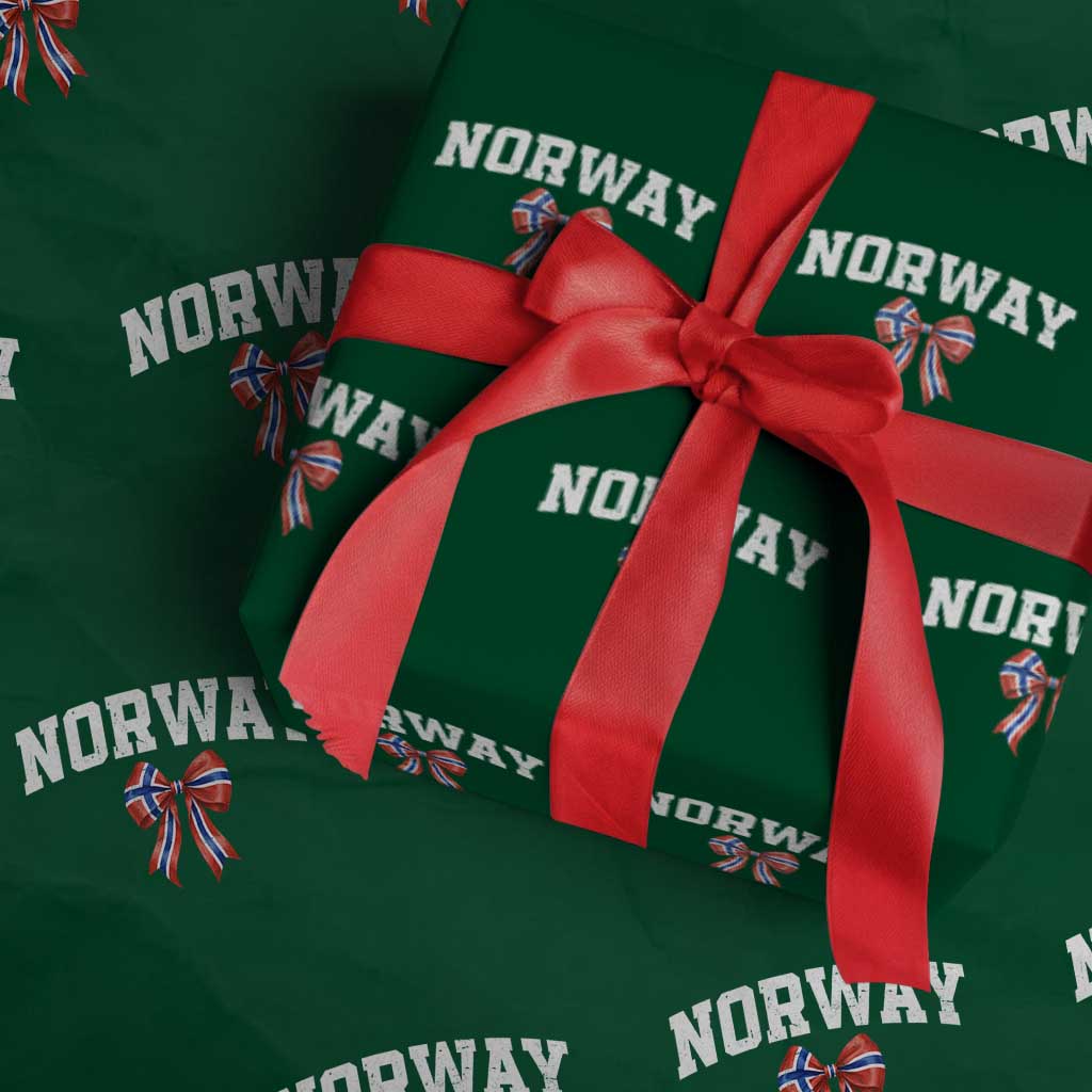 Norwegian Girl Coquette Bow Wrapping Paper Roll Norway Flag Pride Gift