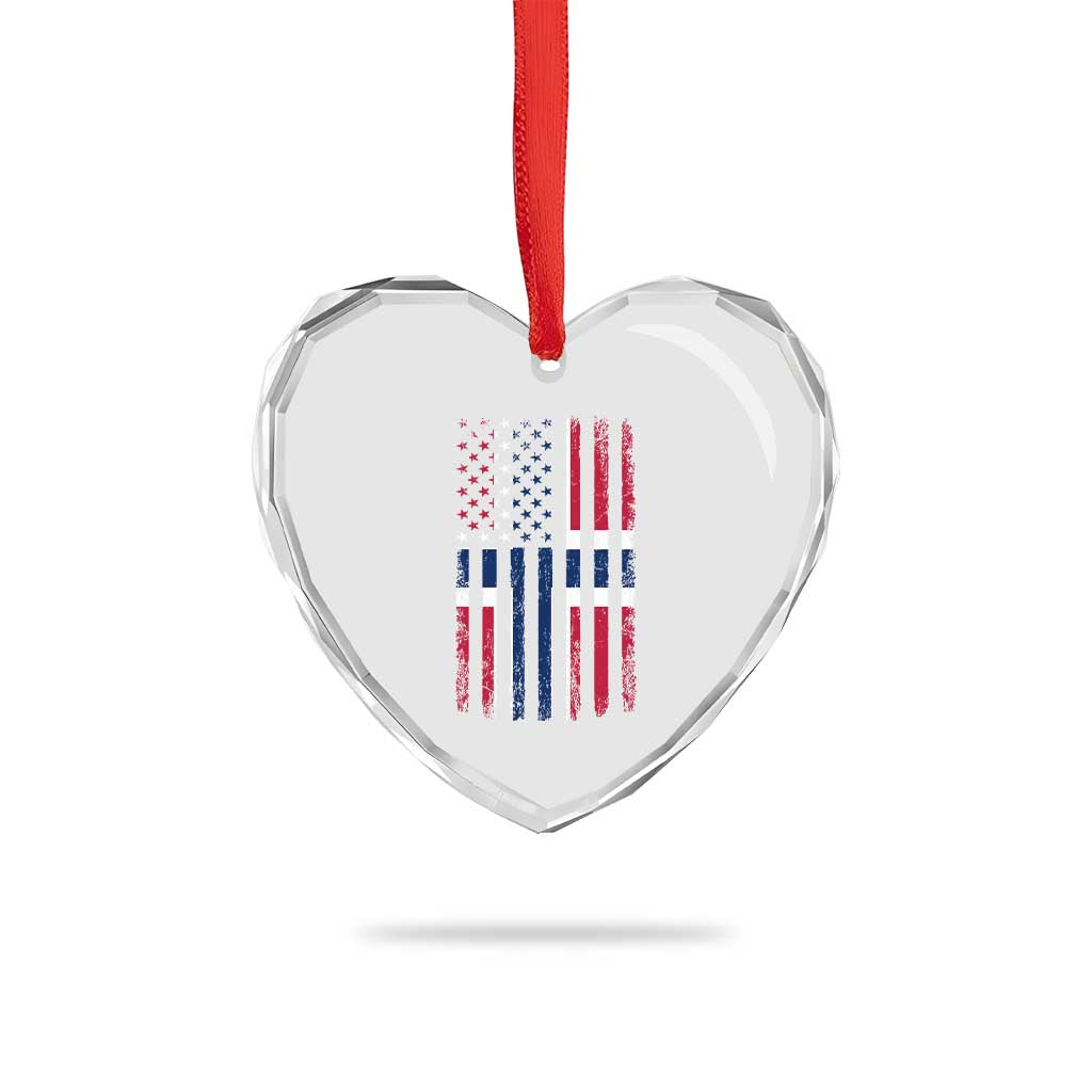 Norwegian Roots Half American Flag USA Norway Pride Heart Crystal Glass Ornament