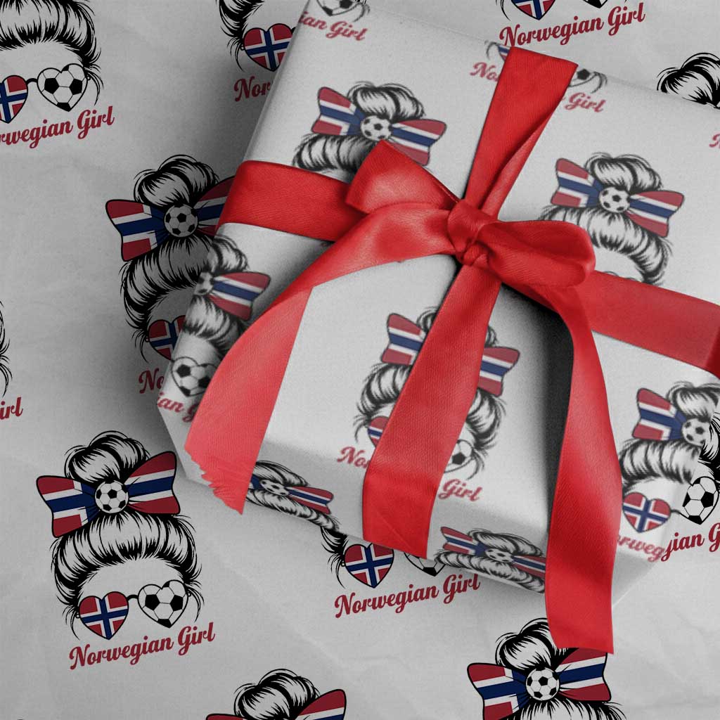 Norwegian Soccer Girl Wrapping Paper Roll Messy Bun Sunglasses Football Fan
