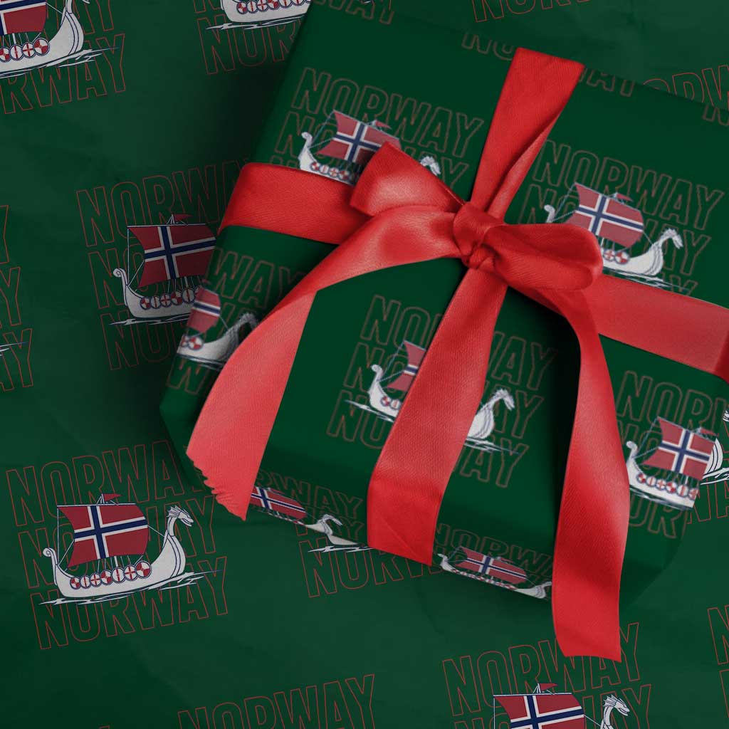 Norwegian Viking Ship Flag Boat Norway Heritage Wrapping Paper Roll