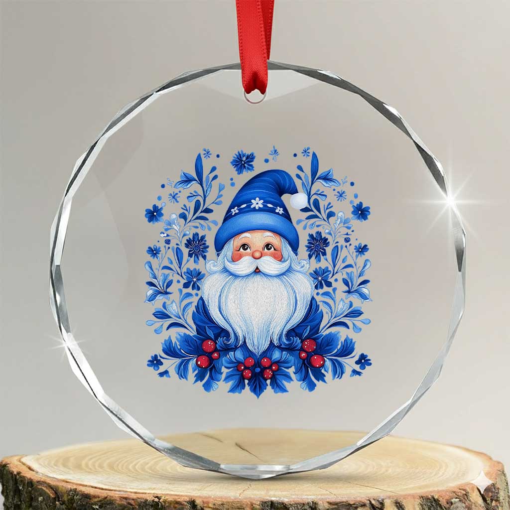 Norwegian Xmas Scandinavian Yule Santa Folk Art Winter Solstice Crystal Glass Ornament TS11