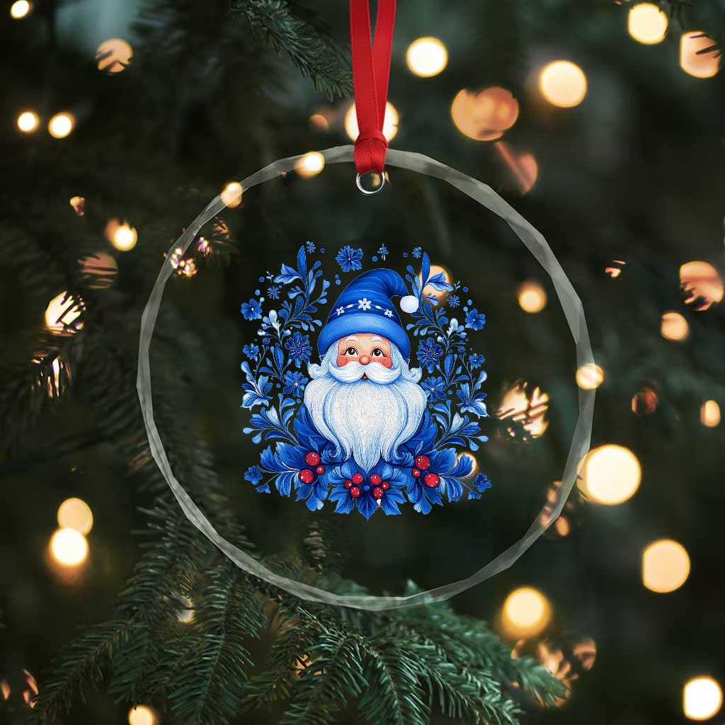 Norwegian Xmas Scandinavian Yule Santa Folk Art Winter Solstice Crystal Glass Ornament TS11