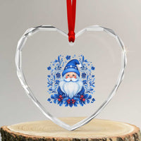 Norwegian Xmas Scandinavian Yule Santa Folk Art Winter Solstice Heart Crystal Glass Ornament - Wonder Print Shop