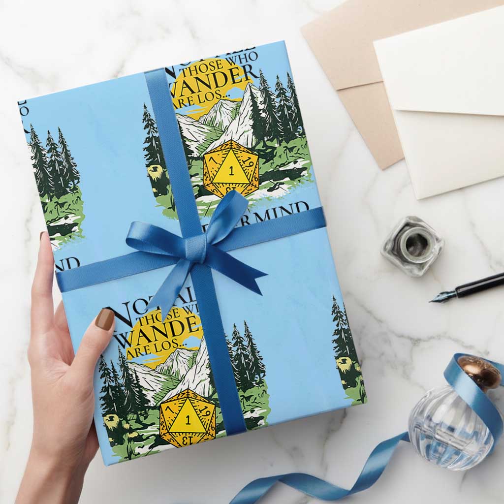 Not All Those Who Wander Are Lost RPG Gamers Wrapping Paper Roll Funny Dice Nevermind Adventurers - Wonder Print Shop