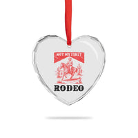 Not My First Rodeo Vintage Cowboy Graphic Heart Crystal Glass Ornament Retro Western Desert Scene with Horse and Cactus