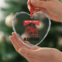 Not My First Rodeo Vintage Cowboy Graphic Heart Crystal Glass Ornament Retro Western Desert Scene with Horse and Cactus