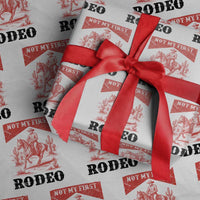 Not My First Rodeo Vintage Cowboy Graphic Wrapping Paper Roll Retro Western Desert Scene with Horse and Cactus