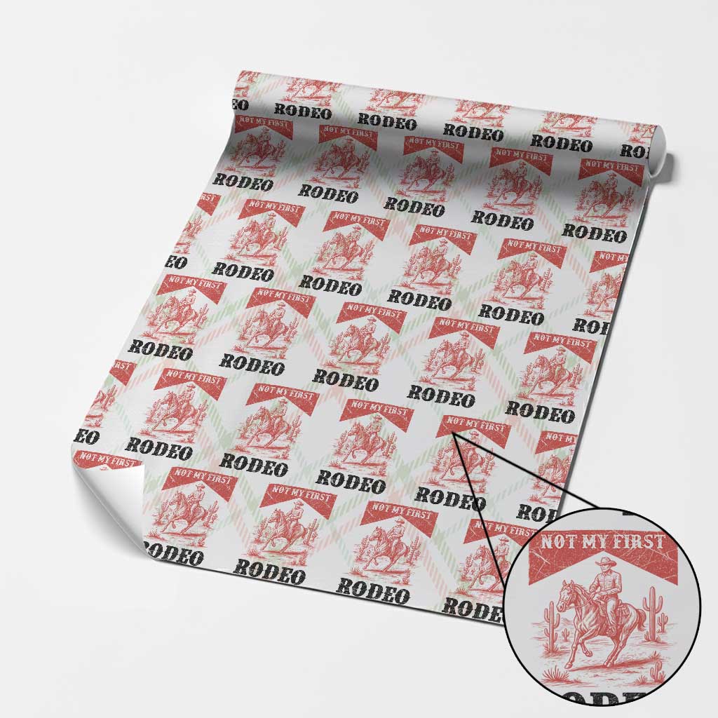 Not My First Rodeo Vintage Cowboy Graphic Wrapping Paper Roll Retro Western Desert Scene with Horse and Cactus