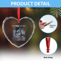 Not Now Kitten Daddy Increasing Shareholder Value Heart Crystal Glass Ornament Funny Wolf Meme