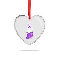 Not Today Alzheimers Heart Crystal Glass Ornament Funny Skeleton Middle Finger Purple Ribbon