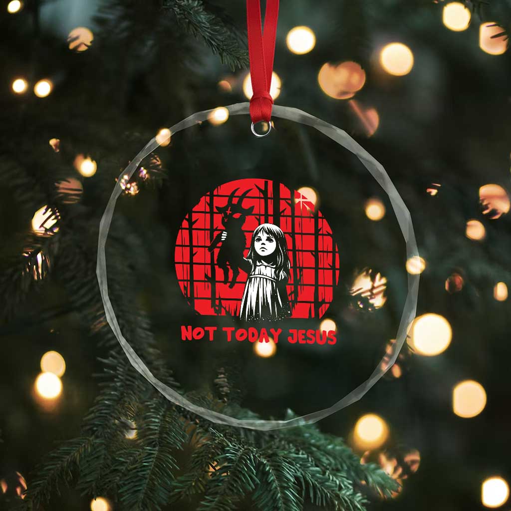 Not Today Jesus Crystal Glass Ornament Gothic Dark Art Pastel Goth Creepy Graphic